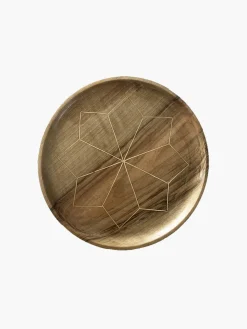 Najma Moroccan Wood and Brass Inlay Trays