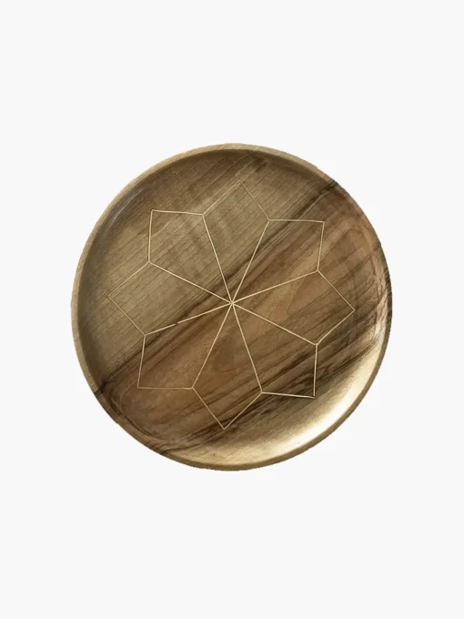 Najma Moroccan Wood and Brass Inlay Trays