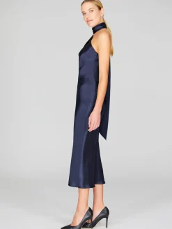 One Shoulder Bias Dress with Scarf