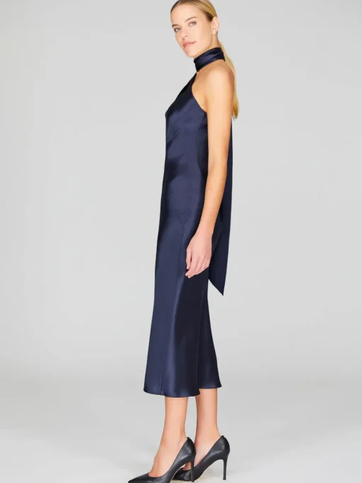 One Shoulder Bias Dress with Scarf