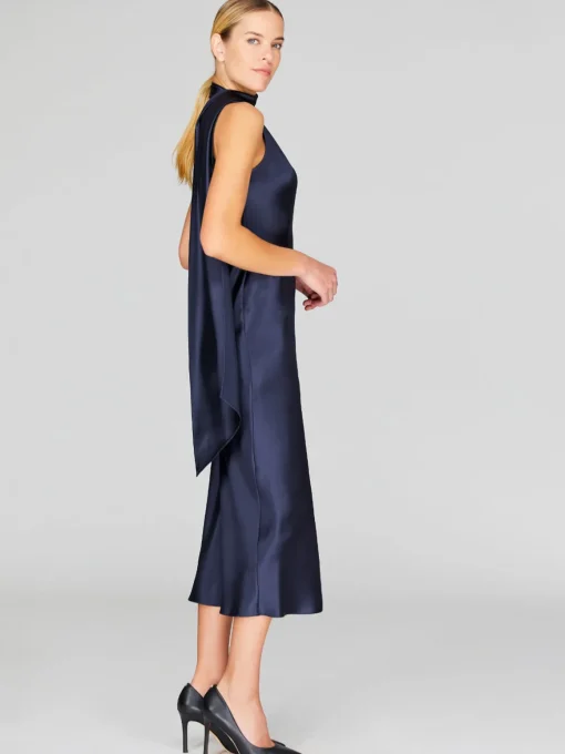 One Shoulder Bias Dress with Scarf