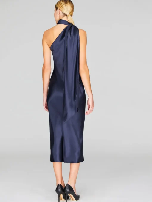 One Shoulder Bias Dress with Scarf