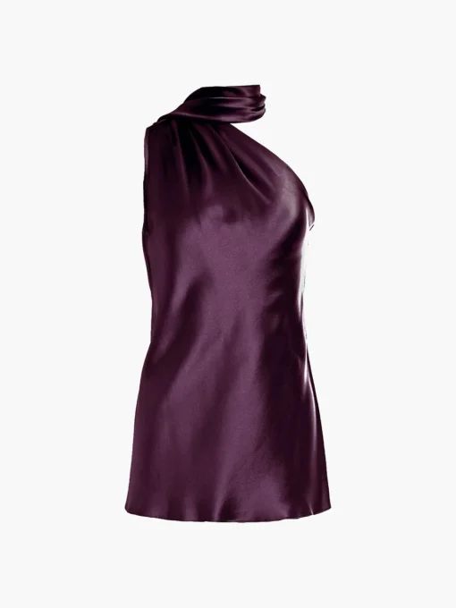 One Shoulder Bias Top With Scarf