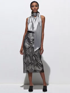 One Shoulder Bias Top With Scarf