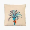 Palm Tree Embroidered Cushion Cover