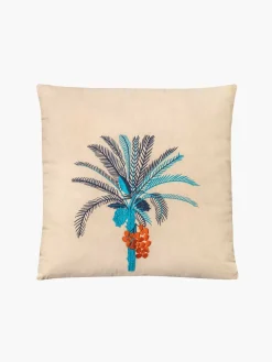 Palm Tree Embroidered Cushion Cover