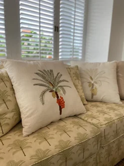 Palm Tree Embroidered Cushion Cover
