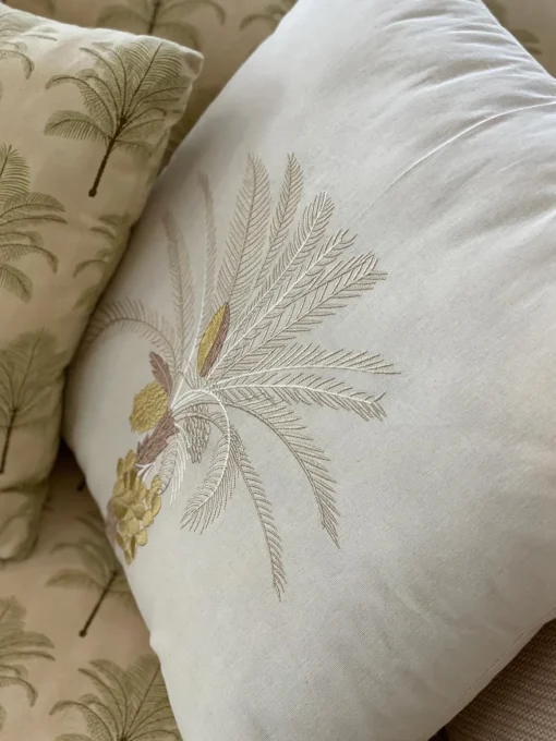 Palm Tree Embroidered Cushion Cover