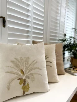 Palm Tree Embroidered Cushion Cover