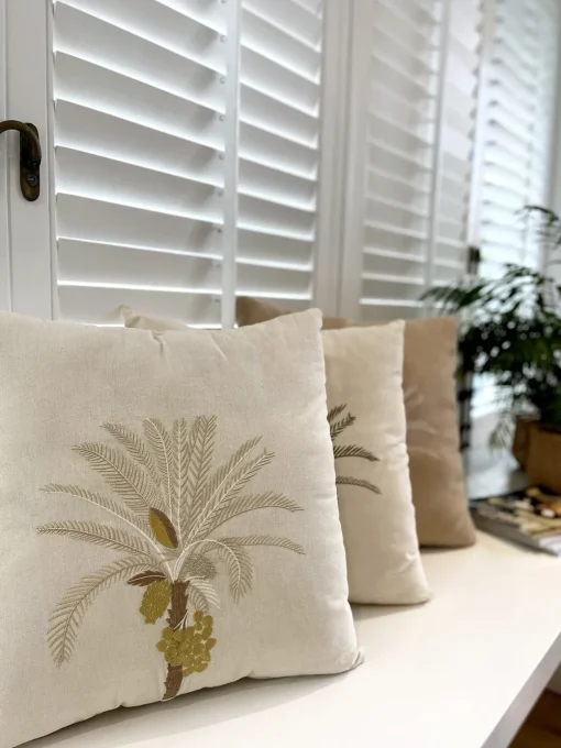 Palm Tree Embroidered Cushion Cover