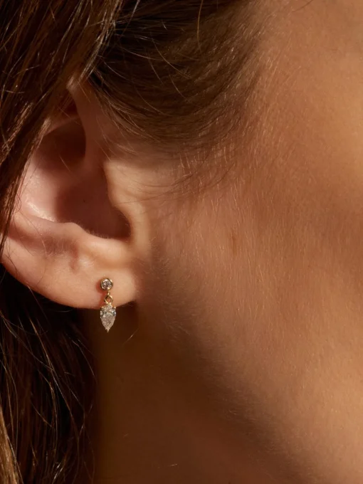Pear Shaped Diamond Dangle Studs