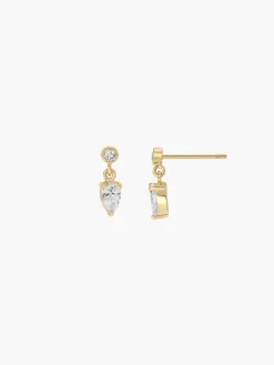 Pear Shaped Diamond Dangle Studs