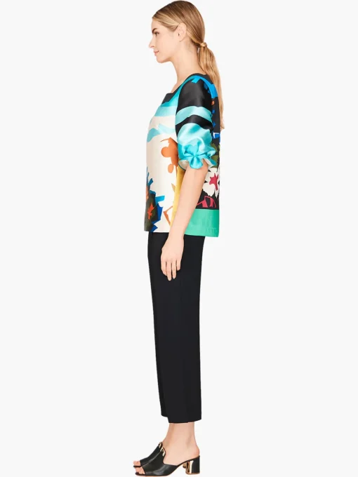 Pleat Sleeve Square Neck Blouse