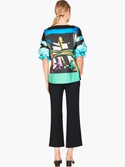Pleat Sleeve Square Neck Blouse