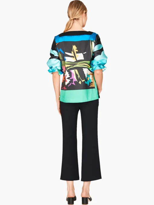 Pleat Sleeve Square Neck Blouse