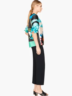 Pleat Sleeve Square Neck Blouse