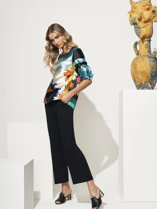 Pleat Sleeve Square Neck Blouse
