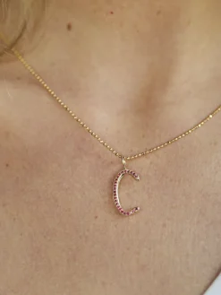 Ruby Pavé Raw Letter