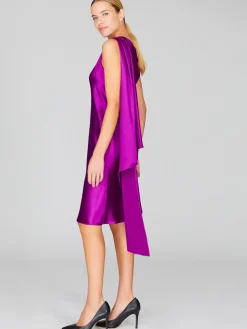 Satin Bias Drape Scarf Dress
