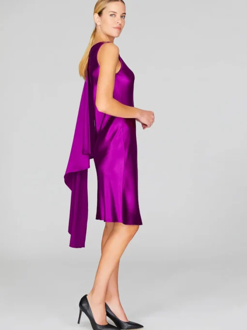Satin Bias Drape Scarf Dress
