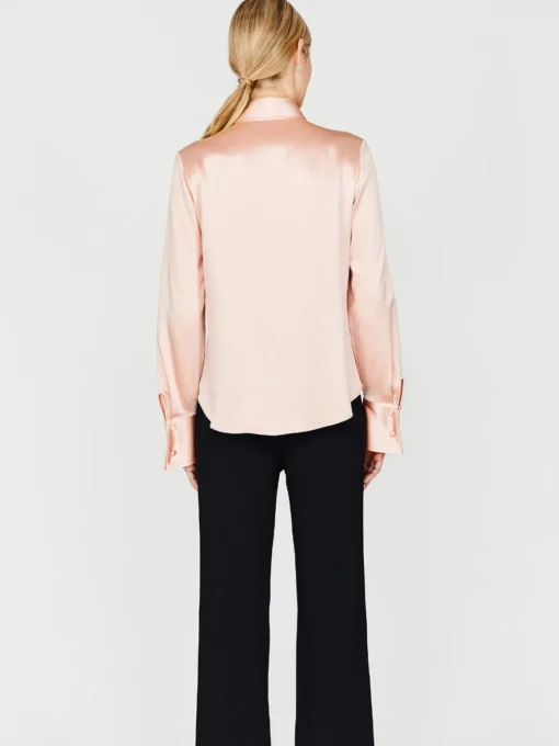 Satin Button Down Collared Shirt With Relaxed Sleeve