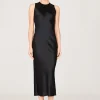 Satin Crew Neck Bias Dress
