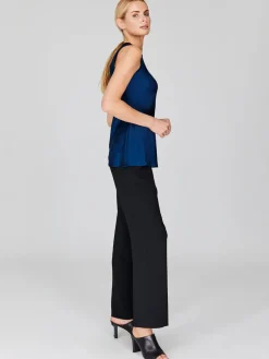 Satin Crew Neck Bias Tank