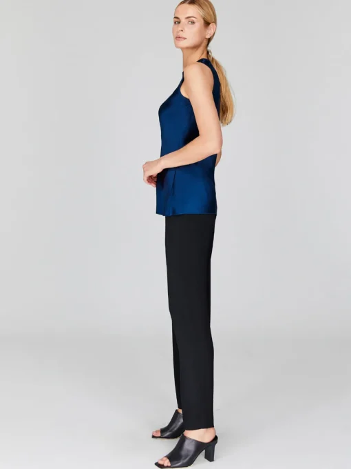 Satin Crew Neck Bias Tank