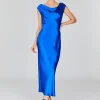 Satin Drape Front and Back Bias Dress