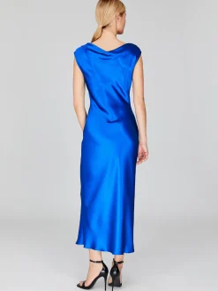 Satin Drape Front and Back Bias Dress