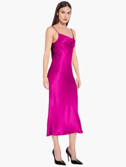Satin Drape Front Camisole Dress
