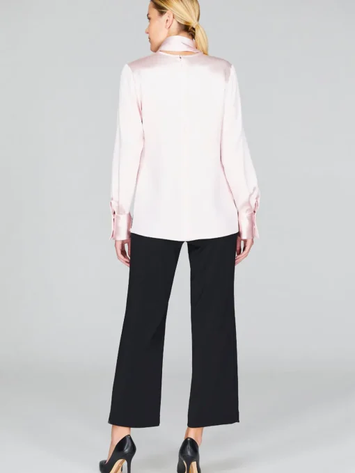 Satin Tie Neck Blouse With Relaxed Sleeves