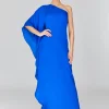 Silk Georgette One Shoulder Cascade Gown