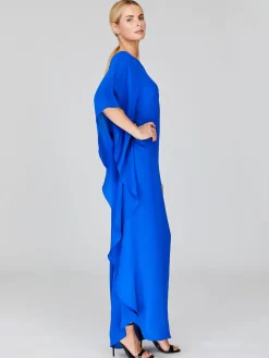Silk Georgette One Shoulder Cascade Gown