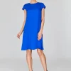 Silk Georgette Short Cap Sleeve Trapeze Dress