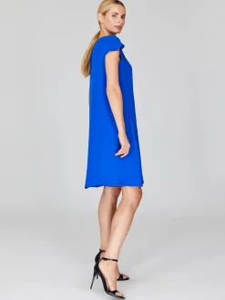 Silk Georgette Short Cap Sleeve Trapeze Dress