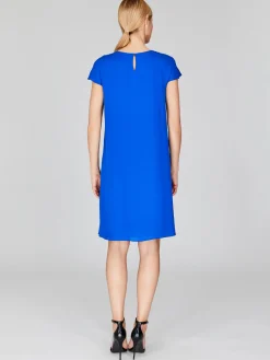 Silk Georgette Short Cap Sleeve Trapeze Dress