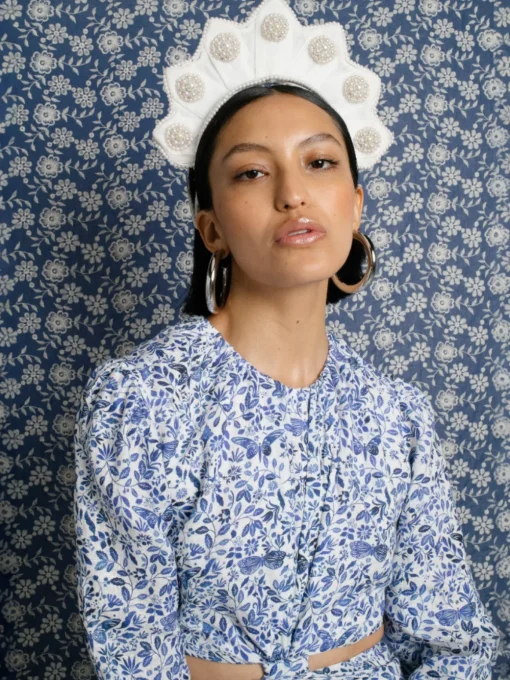 Star Shaped Velvet Pearl Headpiece