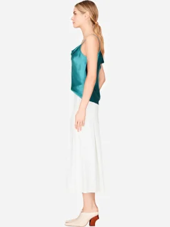 Stretch Base Wide Pleated Pants With Side Zip