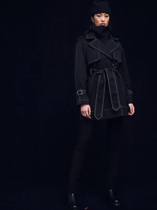 Sustainable Water Resistant Short Trench Coat