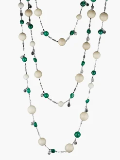 Tagua and Emerald Bead Sautoir Necklace
