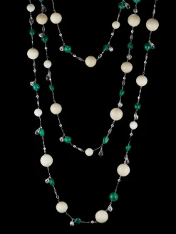Tagua and Emerald Bead Sautoir Necklace
