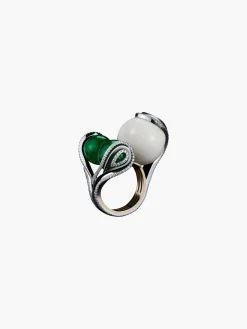 Tagua Seed & Emerald Sphere Ring