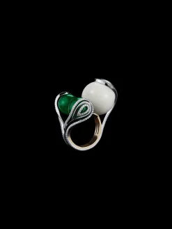 Tagua Seed & Emerald Sphere Ring