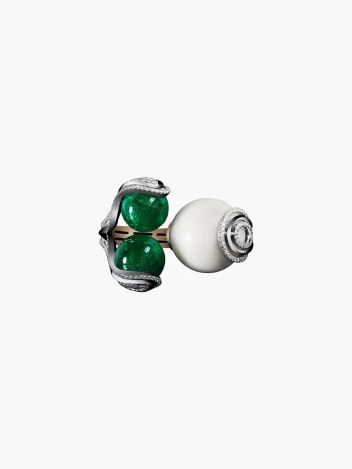Tagua Seed & Emerald Sphere Ring