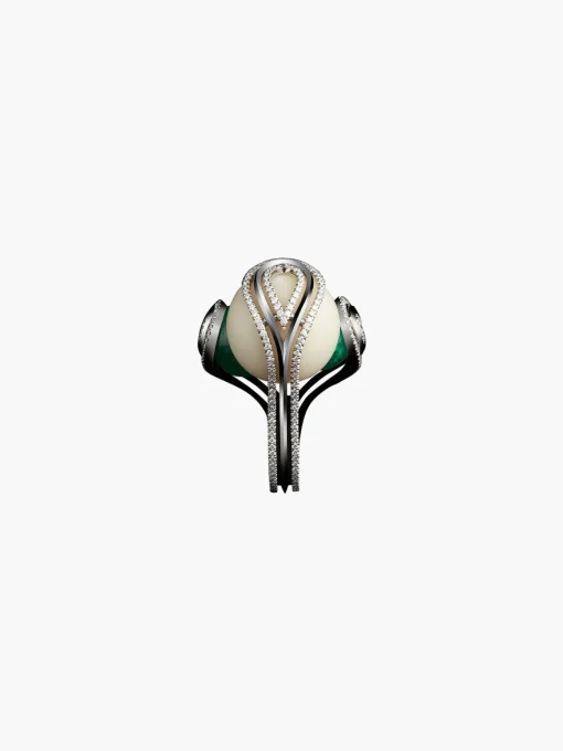 Tagua Seed & Emerald Sphere Ring