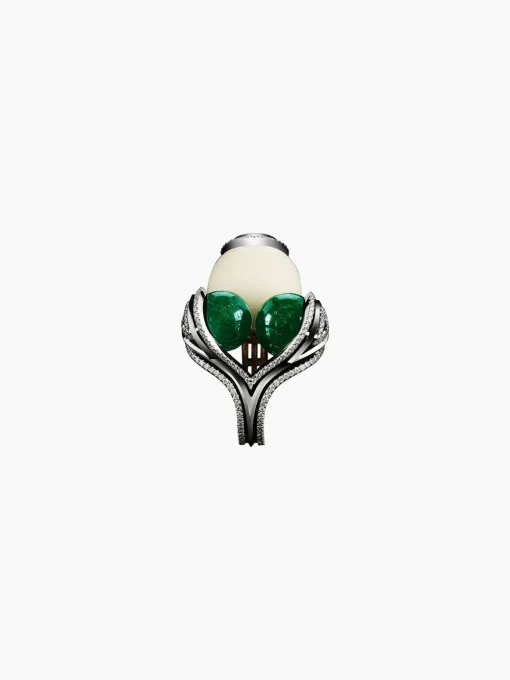 Tagua Seed & Emerald Sphere Ring