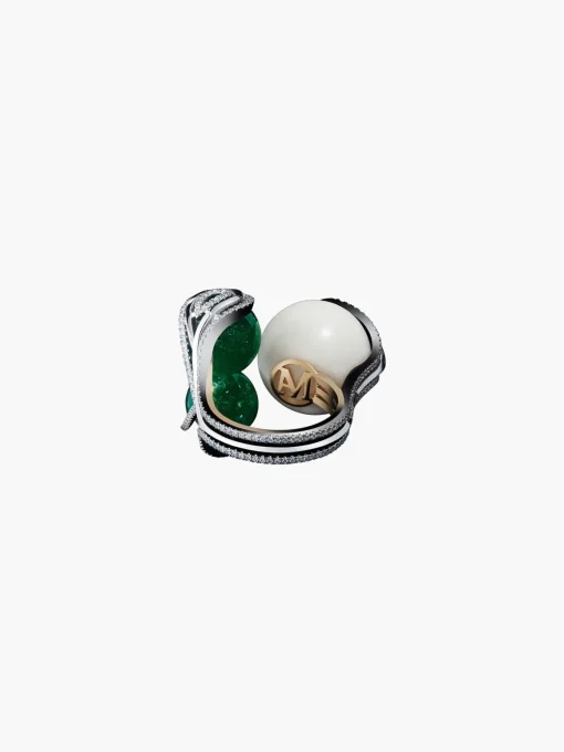 Tagua Seed & Emerald Sphere Ring