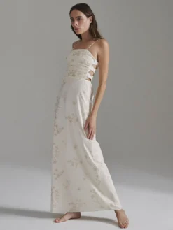 Tejada Pleated Cotton Midi Dress