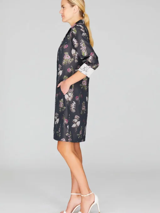Watercolor Botanic Collared Shirt Dress